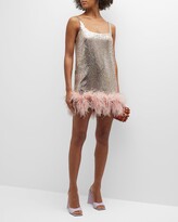 Thumbnail for your product : Alexis Zaire Sequin Feather-Hem Mini Dress