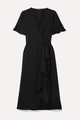 Madewell Ruffled Washed-twill Wrap Dress - Black