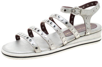 silver ankle strap flat sandals