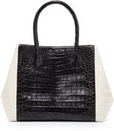 Thumbnail for your product : Nancy Gonzalez Bicolor Crocodile Trapeze Tote Bag, Black/White