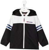 Thumbnail for your product : Mikihouse Stripe-Detail Zip-Up Hooded Jacket