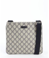 Thumbnail for your product : Gucci blue leather trimmed GG coated canvas zip top shoulder bag