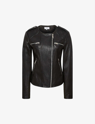 Reiss Ossie zipped leather biker jacket