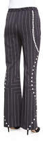 Thumbnail for your product : Edun Square Pinstripe Button-Trimmed Flare Pants
