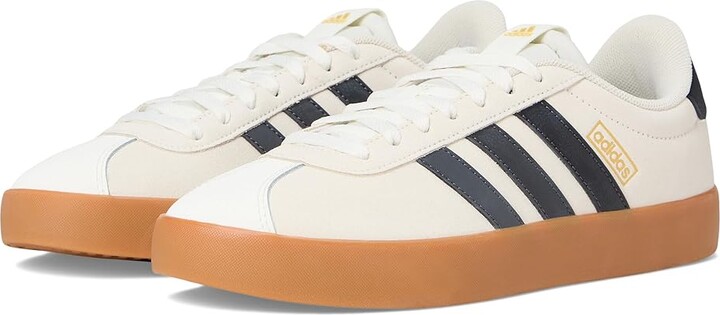 adidas VL Court 3.0 Women's Shoes Off-White/Grey/Gold Metallic : 5 B - Medium, Leather