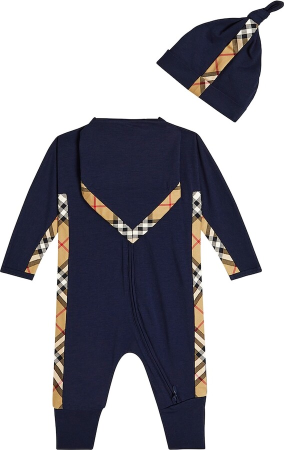Burberry Children Baby Vintage Check onesie, hat and bib set