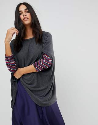 Traffic People Slouchy Jumper With Embroidered Detail