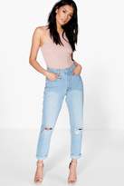 Thumbnail for your product : boohoo High Waist Bleached Mom Jeans