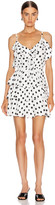 Thumbnail for your product : ICONS OBJECTS OF DEVOTION Objects of Devotion Ruffle Stacked Mini Dress in White & Black Polka Dot | FWRD