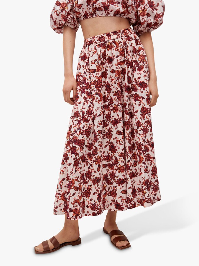 floral print maxi flared skirt