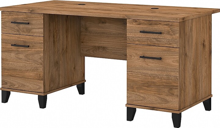 Bush Furniture Somerset 60"W Office Desk with Drawers, Fresh Walnut (WC81328K)