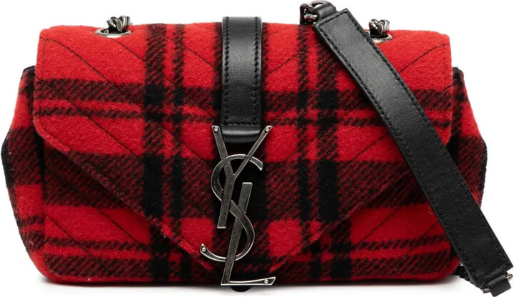Saint Laurent Pre-Owned 2015 Baby Chevron Tartan Wool Monogram Classic Chain Bag crossbody bag
