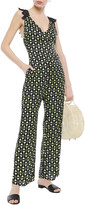 Thumbnail for your product : Adriana Degreas Guipure Lace-trimmed Printed Satin Jumpsuit