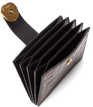 Fendi Logo Expandable Leather Cardholder - Womens - Black Brown