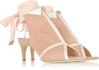 Olgana Paris La Jolie Pink Suede Mid-Heel Sandals