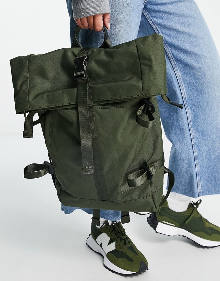 Consigned clip roll top backpack in khaki ShopStyle