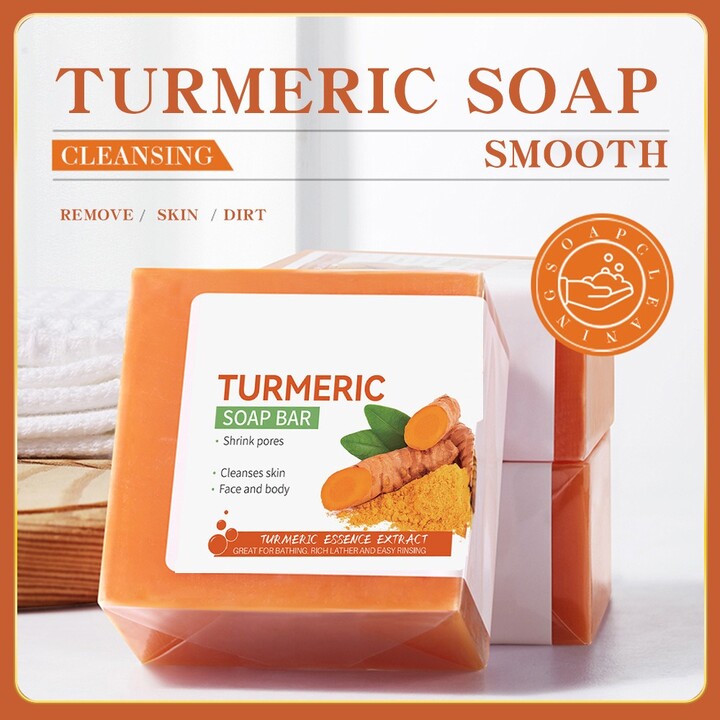 eelhoe Hand Made Turmeric Soap Body Cleaning Lightening Dark Underarm Leg Body Cleansers Brightening Face Soap Tender Skin Care Beauty