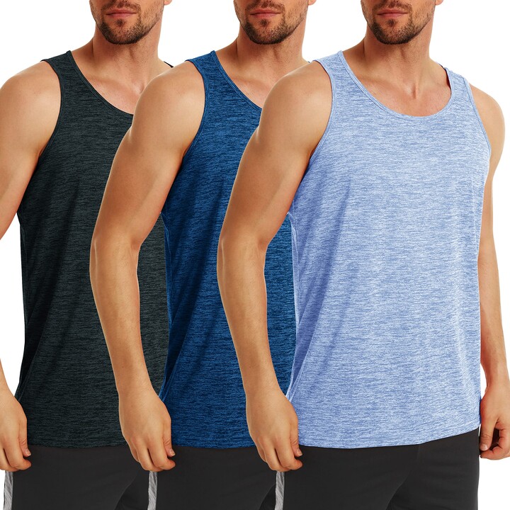 MAGCOMSEN 3 Pack Men's Athletic Lightweight Vest Gym Workout Muscle Vest  Tank Top Tee Training Sports Fitness T Shirts - ShopStyle