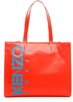Kenzo SMALL SHOPPER BAG OS Red, Orange, Light blue Leather - ShopStyle