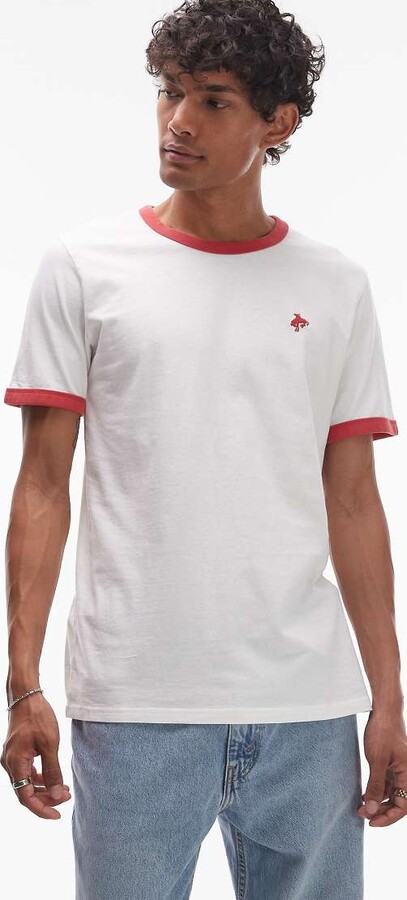 Levi's retro cowboy embroid ringer T-shirt in white