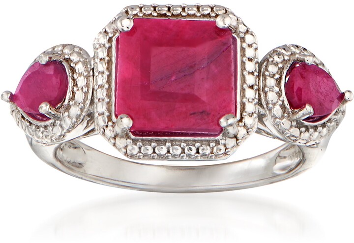 GUIJI Red Stones Adjustable Ring Zircon Surrounded Ruby Gemstone Unique Design Ring 