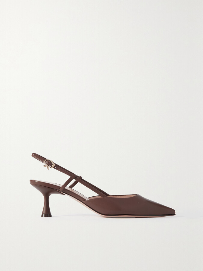 Gianvito Rossi Ascent 55 Leather Slingback Pumps - Brown