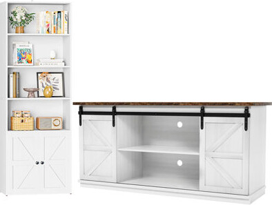 Homall Wooden Storage Bookcase with Door Cabinets&Media Console