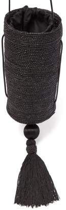 Eliurpi - Tasselled Mini Woven Straw Bucket Bag - Womens - Black