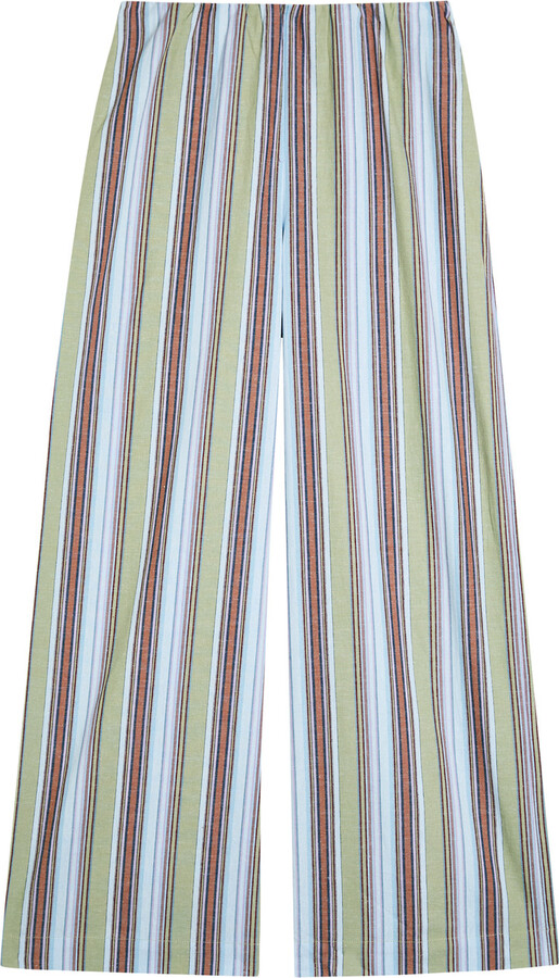 Faithfull The Brand Lane Striped Cotton and Linen-blend Trousers