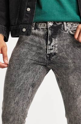 Topman Acid Wash Stacked Skinny Jeans