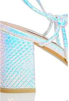 Thumbnail for your product : Quiz Iridescent Snake Print Lace Up Heeled Sandals