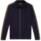 Thumbnail for your product : Fendi Logo-Jacquard Wool Zip-Up Track Jacket