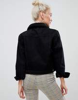 Thumbnail for your product : New Look Petite borg lined jacket in black