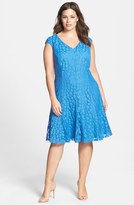 Thumbnail for your product : London Times V-Neck Cap Sleeve Fit & Flare Dress (Plus Size)