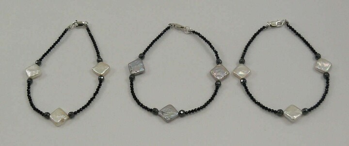 Etsy Freshwater Multi-Color Pearl Spinel & Hematite Bracelet Sterling Silver Clasp