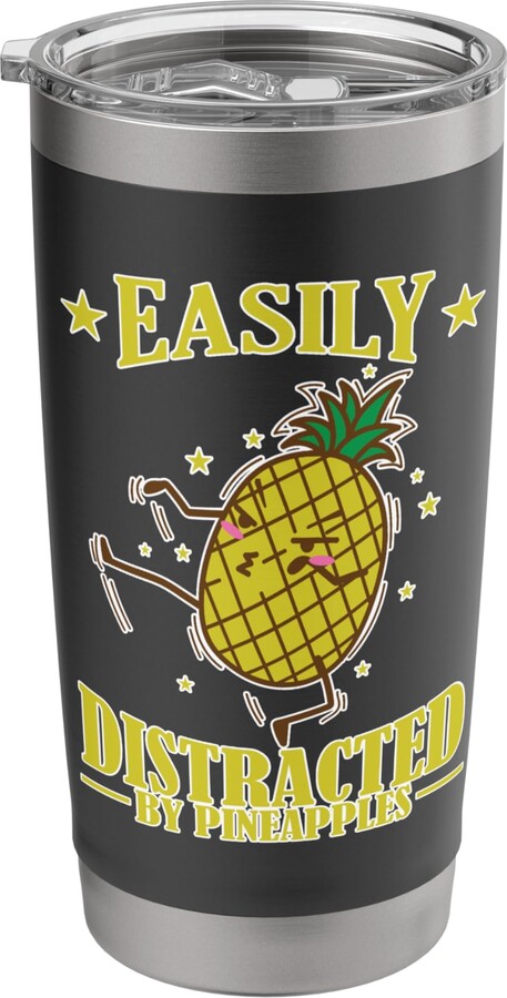 Pineapple fruit tropical yummi sweet juicy pulp Easily Distracted by Pineapples Stainless Steel Insulated Tumbler