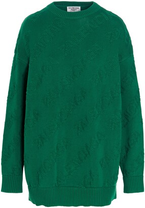 Balenciaga Allover Logo Intarsia Knitted Sweater - ShopStyle
