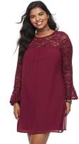 Thumbnail for your product : Juniors' Plus Size Lily Rose Bell Sleeve Lace Shift Dress