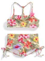 Thumbnail for your product : Kate Mack 'Camo Flower' Shimmer Two-Piece Swimsuit (Little Girls & Big Girls)