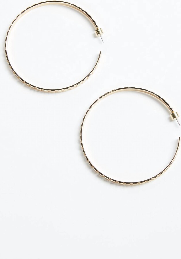 eklexic Rectangle Step Pattern Hoops In Gold