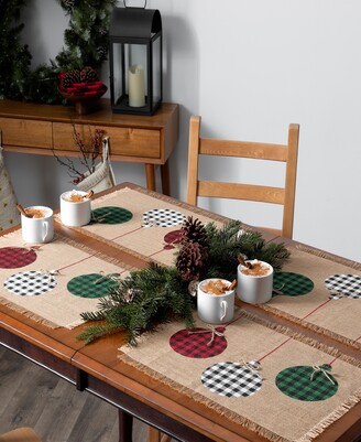 Elrene Farmhouse Living Holiday Rustic Ornaments Burlap Placemat, Set of 4, 13" x 19"