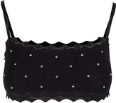 Woman Black Lace Knitted Bralette 