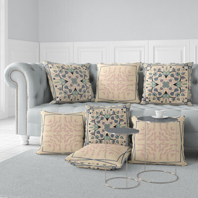 AmritaSen Vine Visions Polyester/Polyester Blend Throw Square Indoor/Outdoor Pillow Cover & Insert