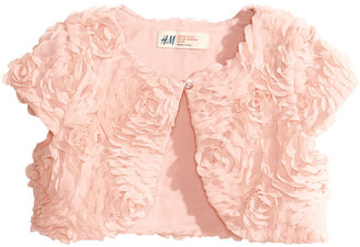 H&M Bolero Jacket with Flowers - Powder pink - Kids