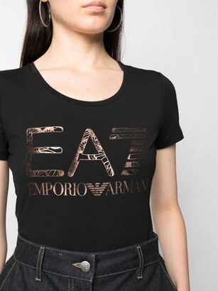 EA7 Emporio Armani metallic logo-print T-shirt