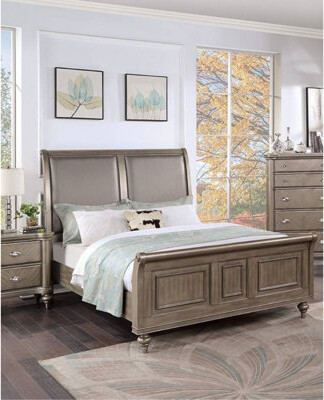 Latitude Run Modern Luxury Style 1Pc Bed Two Panel Headboard Antique Bedroom Furniture