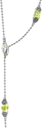 Lagos 18K Gold and Sterling Silver Caviar Color Station Necklace with Green Quartz, 34