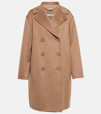 Max Mara Amite Fringed Wool Coat in Brown Womens Coats Max Mara Coats 