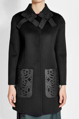 Fendi Wool Coat with Leather Pockets