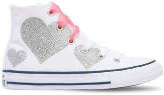 Converse Heart Printed Canvas High Top Sneakers